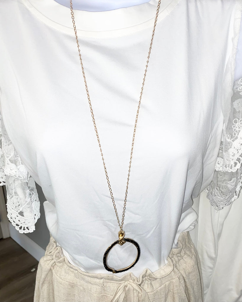 Pretty black necklace with matching earrings