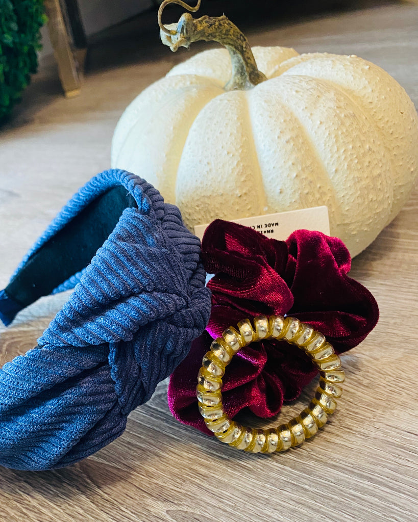 Headband, Scrunchie, and Phone Cord Hair Tie $18