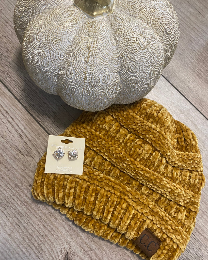 CC Beanie and Earrings $30